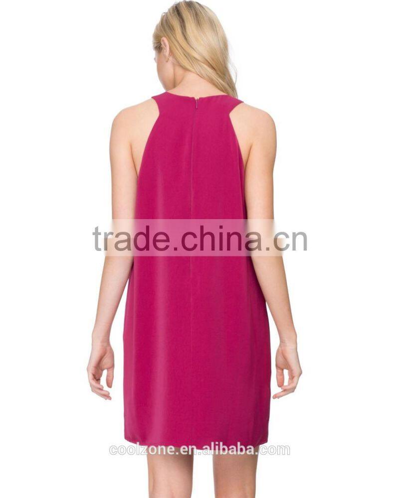Relaxed fit crossover straps tank dresss with zip fastening on the back
