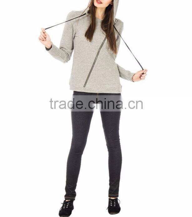 Asymmetrical hip hop hoodie side zipper