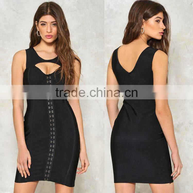 Wholesale Oem custom fashion women stud black bandage dress