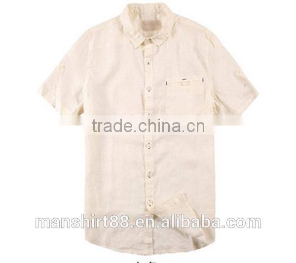 men's washed colorful linen/cotton square collar short sleeves shirt