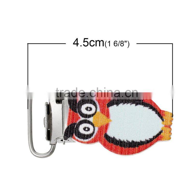 New Design Mixed Owl Halloween Pattern Wood Baby Pacifier Clips