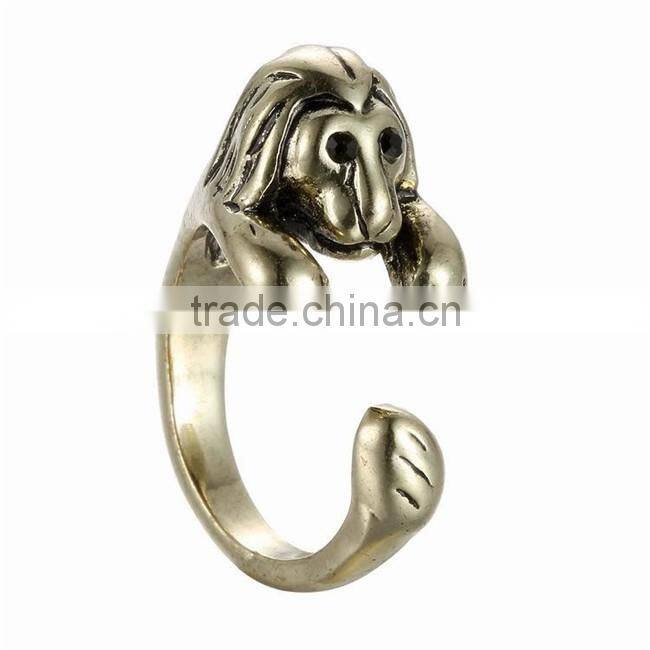 Silver Bronze Plated Lion Knuckle Ring Animal Open Mouth Unisex Rings