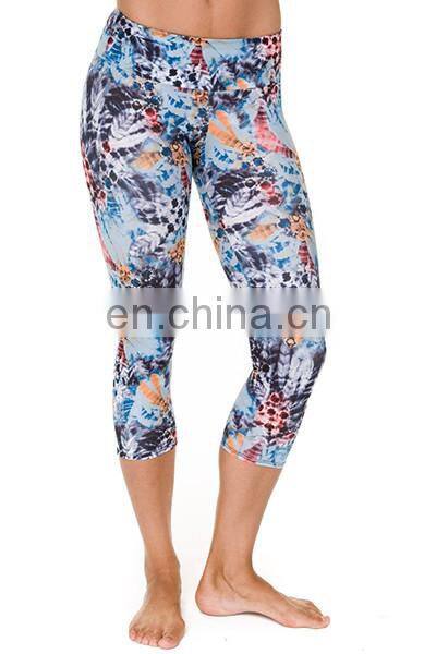 printed knitted leggings/ stretch yoga pants