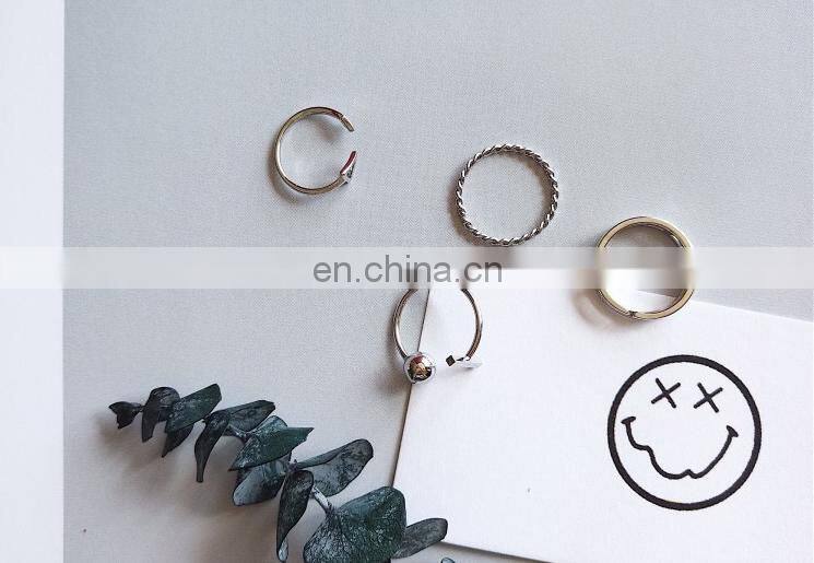 4PCS/Set Punk Handsome Silver Rings for Unisex Knuckle Ring Set