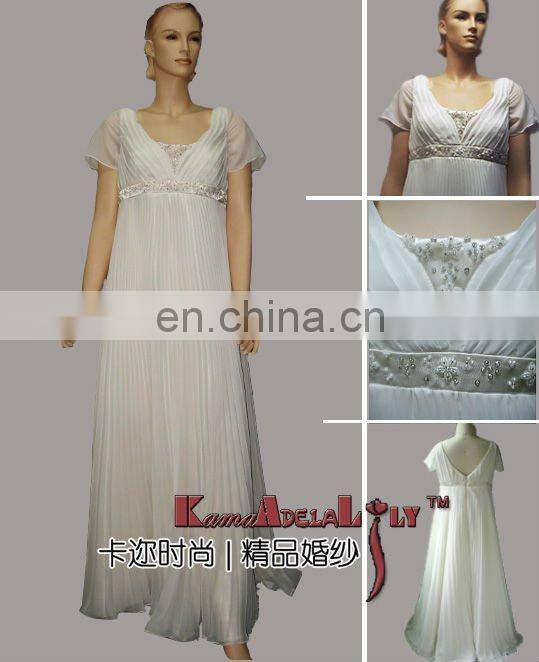 EM722 Soft and comfortable chiffon classic wedding dress short sleeves wedding gown