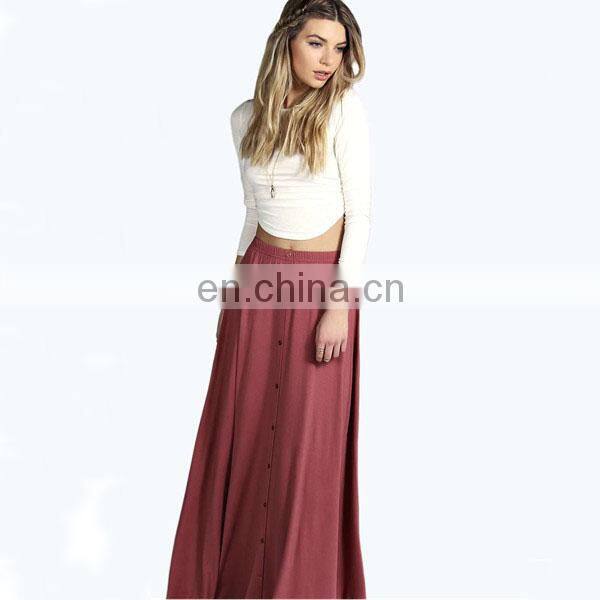 Front open ladies latest long skirt design