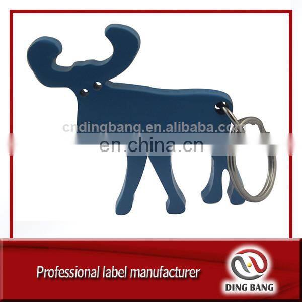 Wholesale New Design Collection Type And Animal Shape Custom Souvenir Dark Blue Elk Aluminum Keyring Bottle Opener