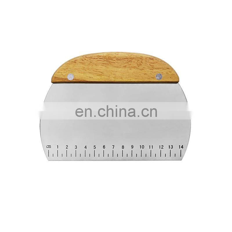 High Quality Stainless Steel Wooden Handle Kitchen Baking Flour Scraper