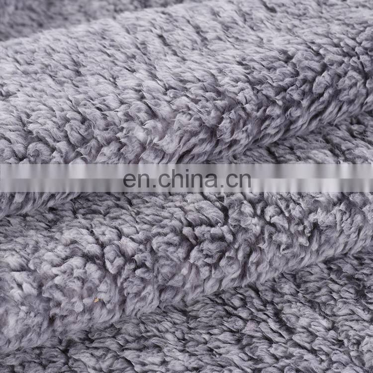Wholesale High Quality Gray Plain Color Printed Fluffy Plush 100%Sherpa Blanket Sherpa Fleece Throw Blanket