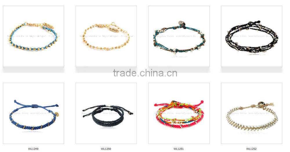 fashion jewelry hand woven bracelet alloy charm bracelet from guangzhou