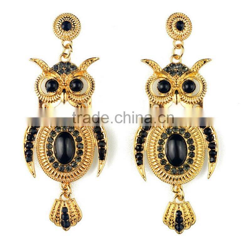 Fashional cute owl earring with stone arete para esposa novia stud earring sets clip