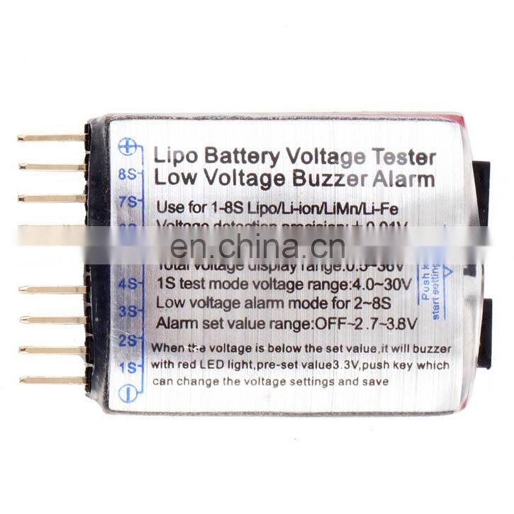 1S-8S Lipo/Li-ion/Fe Digital Battery Tester Voltage 2 IN1 Tester Low Voltage Meter Tester Indicator Buzzer Alarm