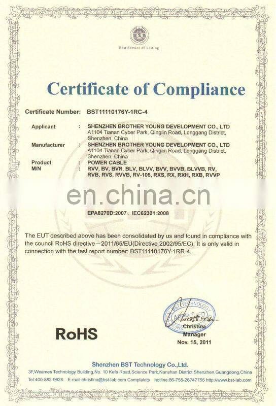Copper conductor PVC insulated RVV 3 cores Electrical cable wire