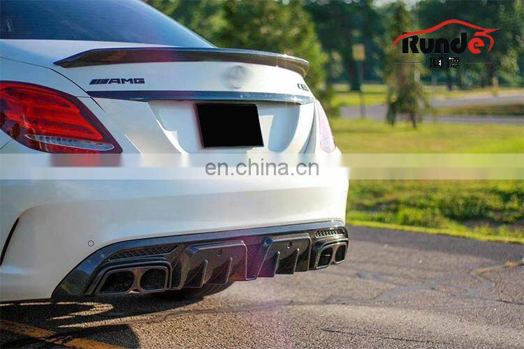 Runde Car Modification Carbon Fiber Material Rear Lip Exhaust For Mercedes-Benz W205 C200 C260 C300 C63AMG rear lip exhaust
