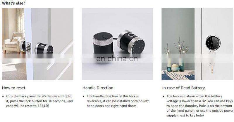 Easy Install Great for Home Office Apartments TTlock Ble Fingerprint Digital Doorknob, Unlock with Code,Card,App,Key