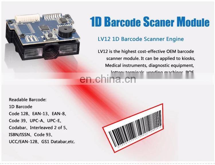 CCD 3mil Auto Sense Arduino USB RS232 1D Barcode Scanner for Self-service Machine