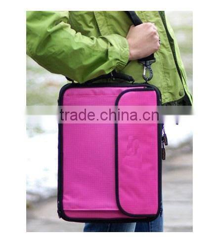 Durable solid color sleeve weather-resistant laptop bag with outer zippered power pocket