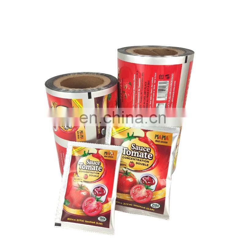 100g custom printing aluminum foil tomato sauce automatic machine roll film packaging film