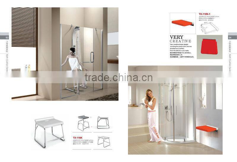Bathroom wall mounted folding shower seat
