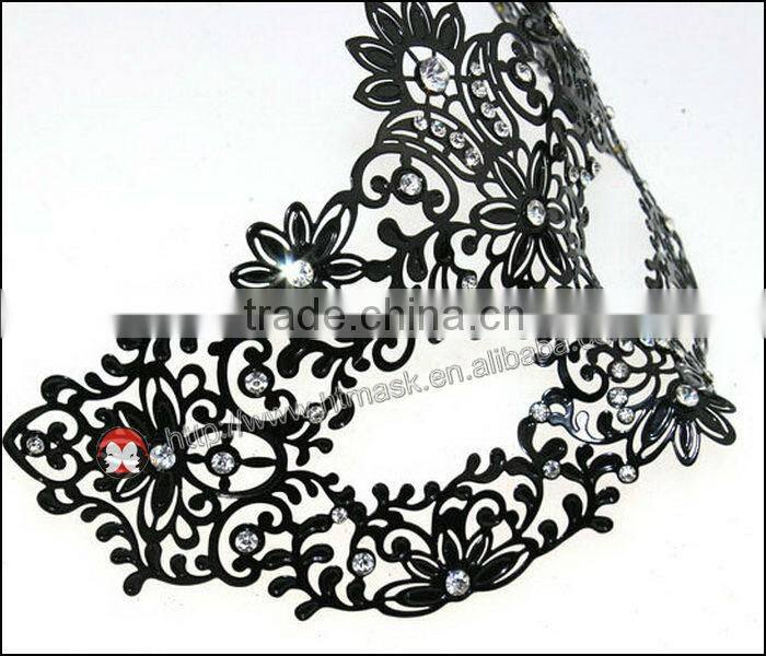 Sexy Womens Black Butterfly Animals Laser Cut Metal Venetian Masquerade Mask w/ Rhinestones Halloween Ball
