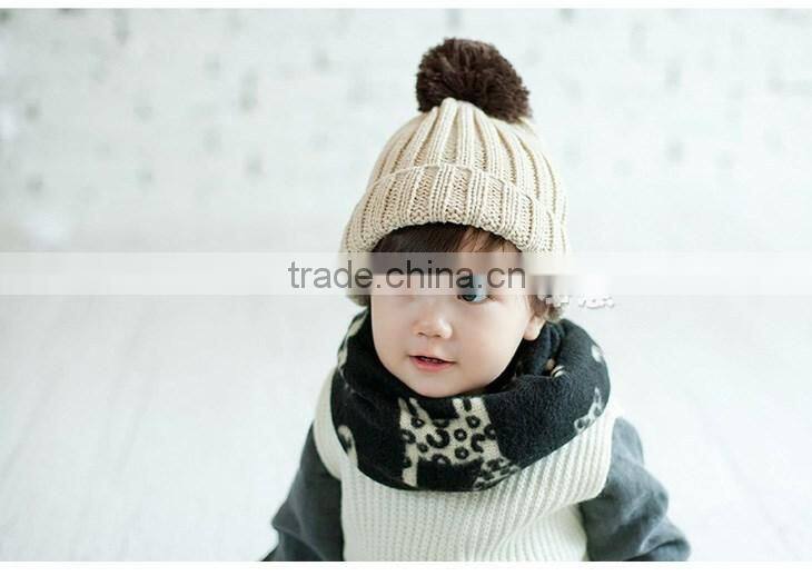 New Arrival Fashion Cute Cat Printed Circle Loop Style Autumn Winter Baby Kids Scarf
