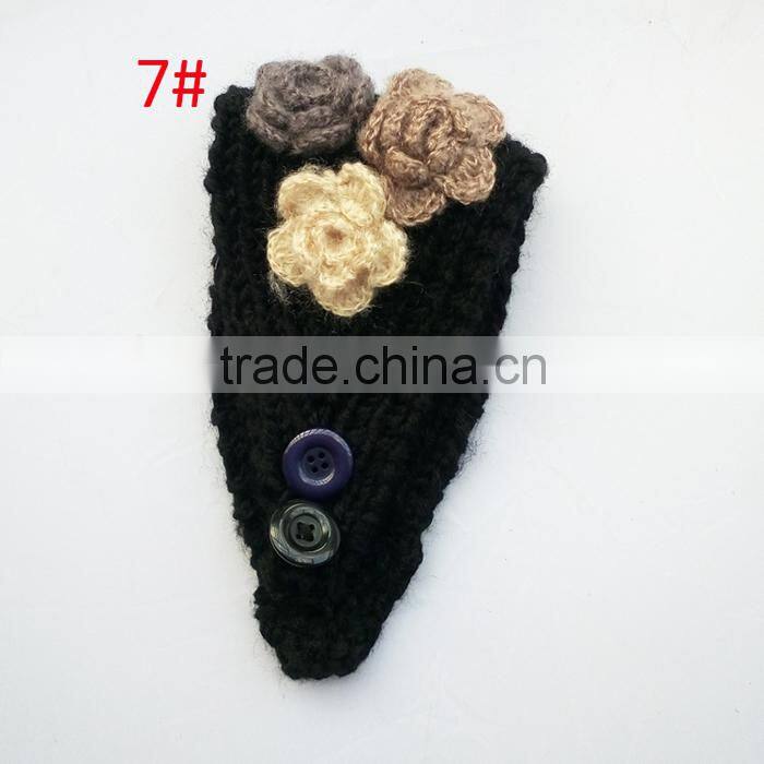 Good-looking 3 Flower Decorated Fashion Women Knitted Headband Headwear