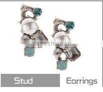 Gold Plating Colored Acrylic Stones Shourouk Earrings