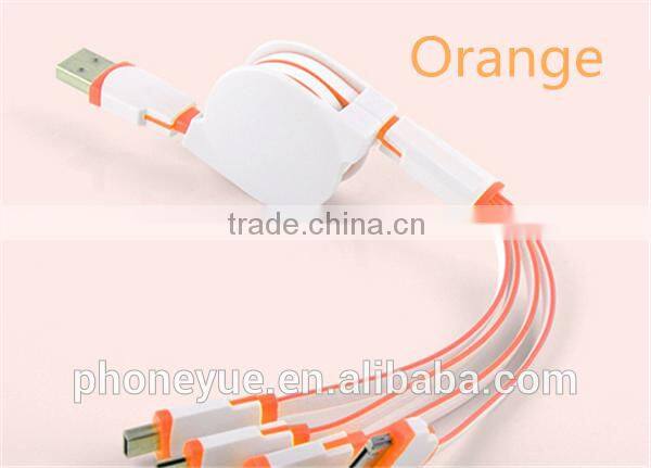 multifunctional 1m retractable 4 in 1 multi usb cable for iphone and for samsung