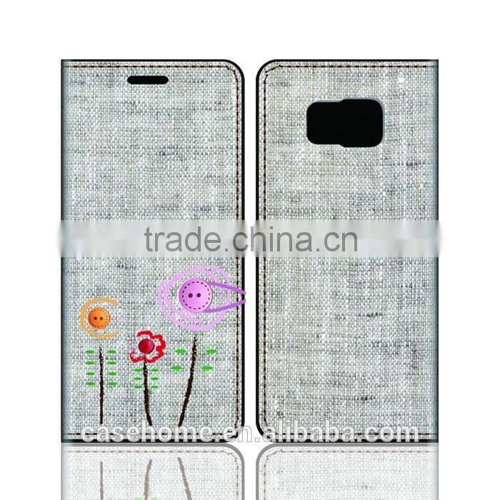 5.5inch Phone Linen Case with Card Slots Flip Cover for Samsung Galaxy J7