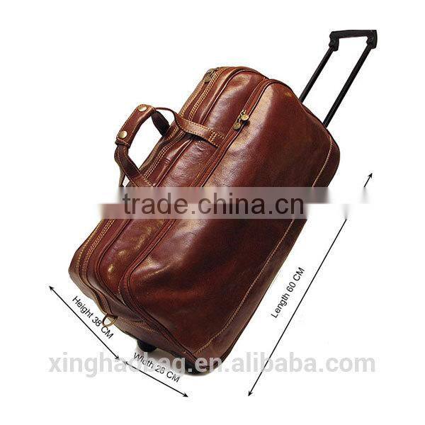 Solid leather trolley luggage bag, fancy luggage bags,korea luggage bag for sale