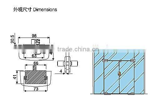 America V-55 glass cabinet shower door clip
