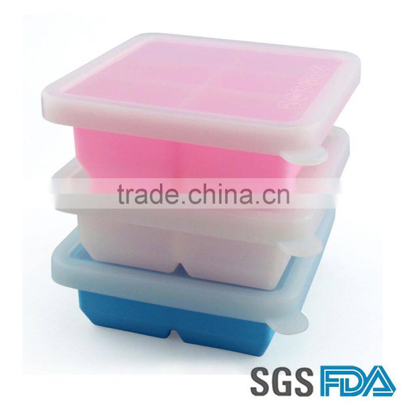 2016 HOT freezer silicone ice cube tray with lid