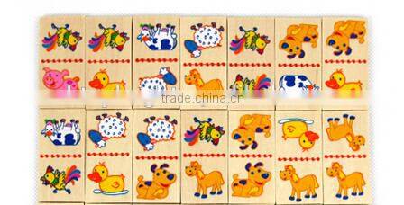alibaba china toys 28 pcs duck dog pig sheep cow horse animal design one piece two image in a wooden box domino brick