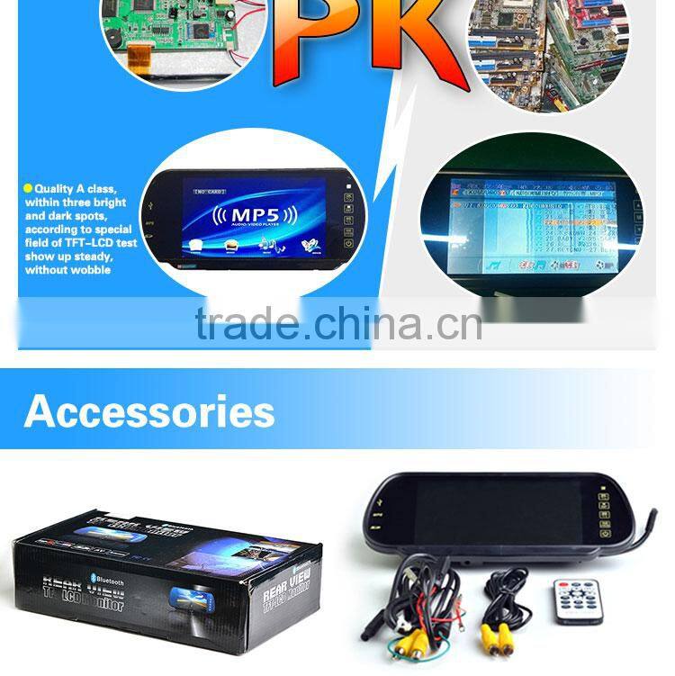 car rear mirror 7 inch TFT LCD color monitor with bluetooth and USB build-in SD reader