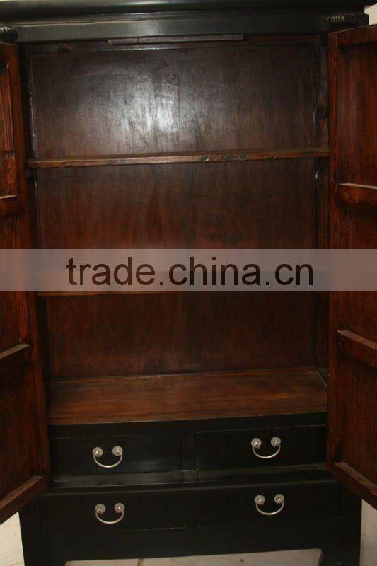chinese antique black two door two drawer cabinet