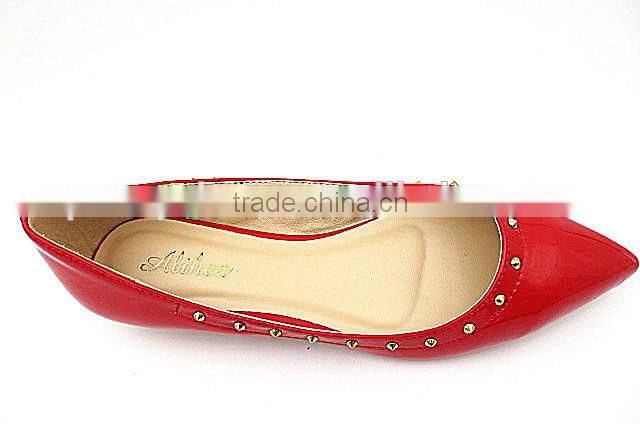 new style fashion pointed toe flat shoes with small rivet