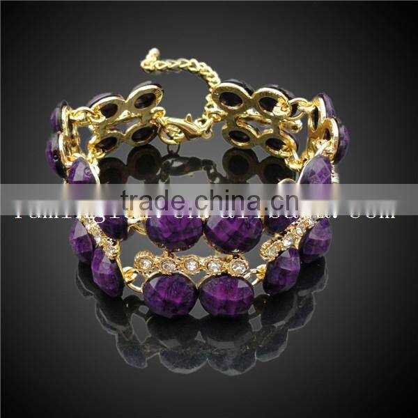 Shining popular handmade african beads pink resin jewelry set rings jewelry purple stone