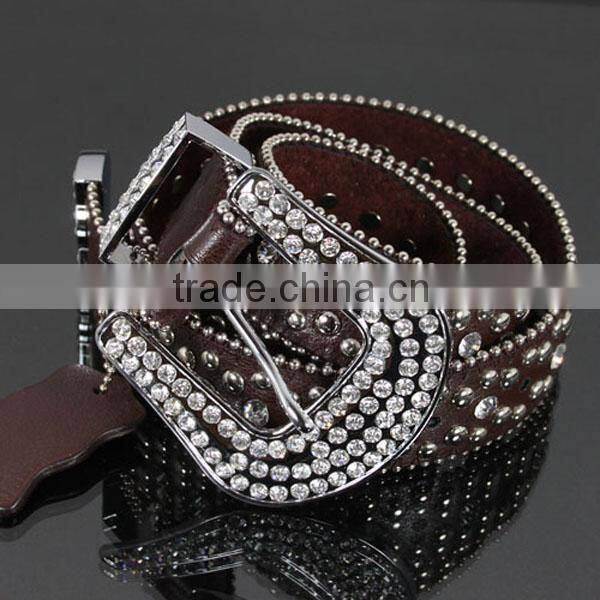 Rhinestone Leather Fashion Belt