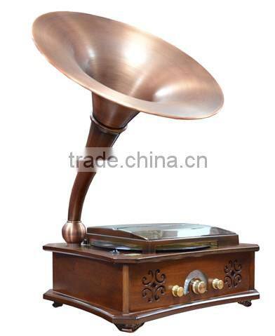 Antique wooden phonograph with bluetooth vinyl record player made in China