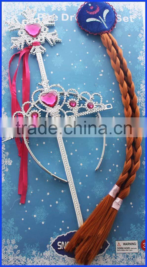 High quality Europe and America hot selling snowflakes wand+ crown+ gloves+ wig set for girls cosplay