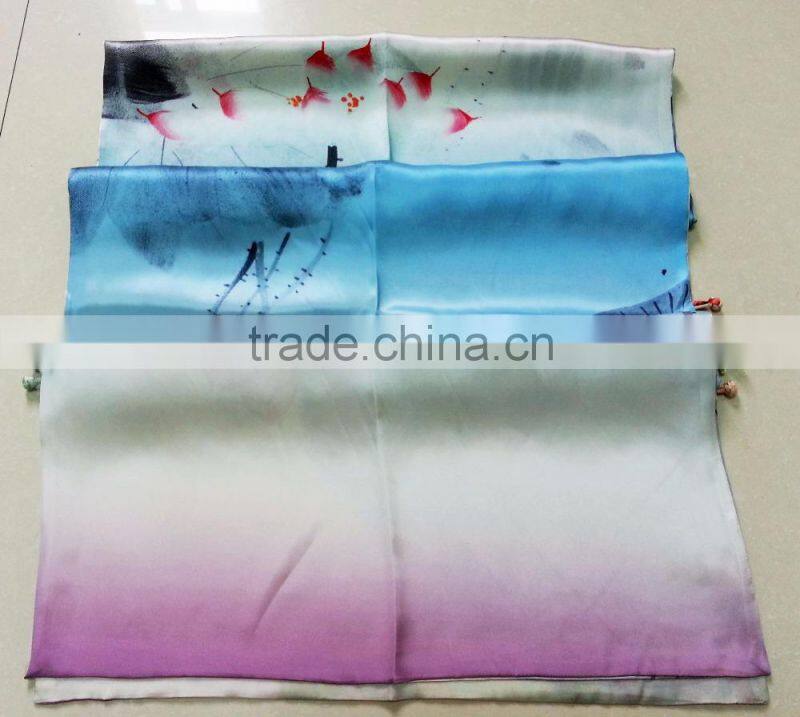 silk scarf with digital printing on double layer