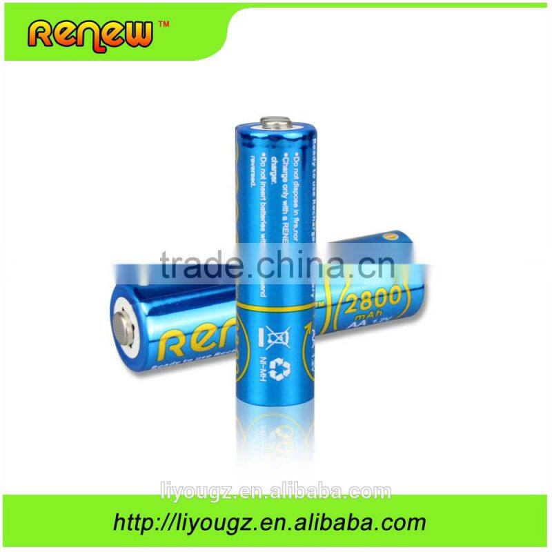 New brand !!!RENEW AA 1200 Cycle 2800mAh NI-MH rechargeable battery