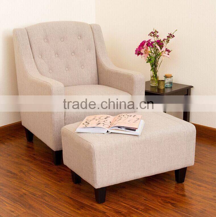New design comfortable fabric sofa chair with ottoman