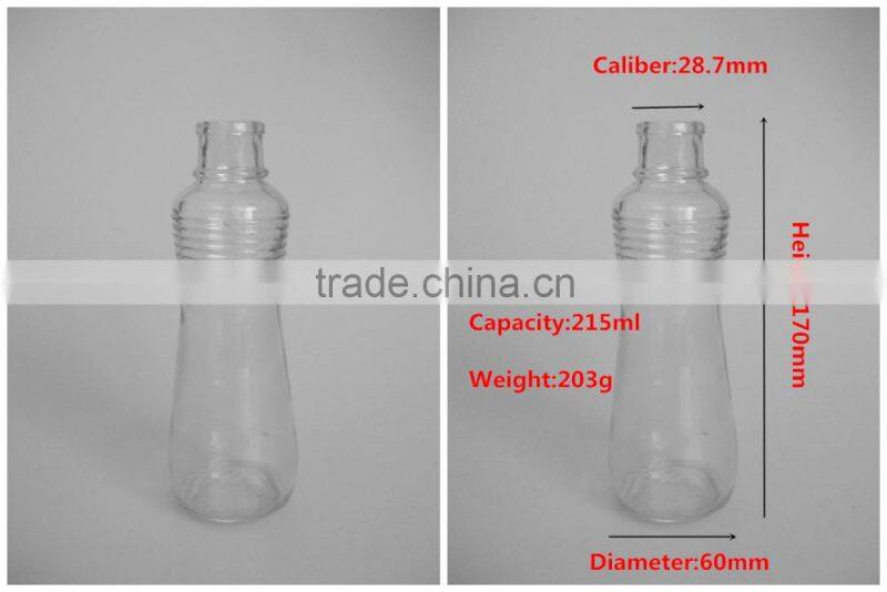 Clear 215ml Screw sesame oil bottle soy oil bottle wholesale with plastic lid