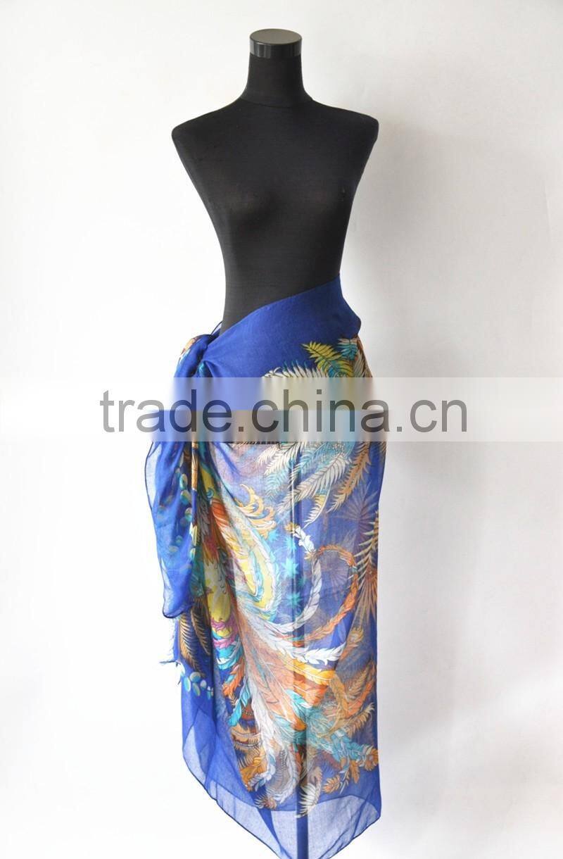 Wholesale Printing Design Oversize Polyester Voile Bali Pareo