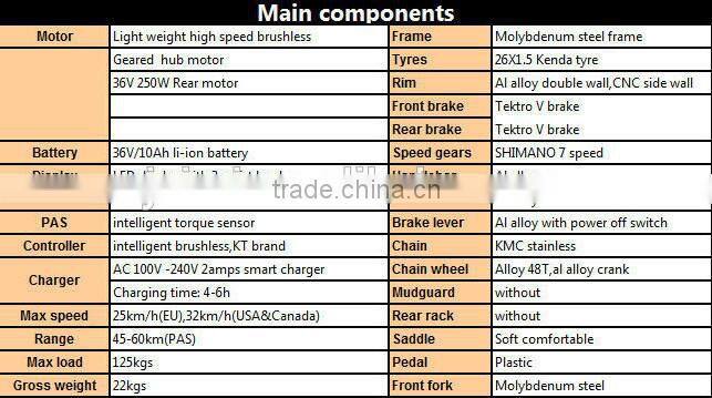 high power lithium battery Electric Bike 2015