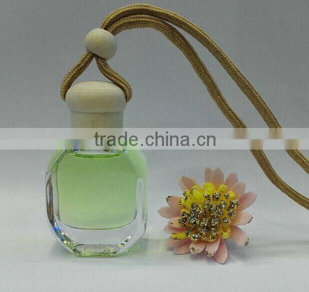 Wooden Cap Glass Refill Empty Car Perfume Diffuse Hanging Bottle