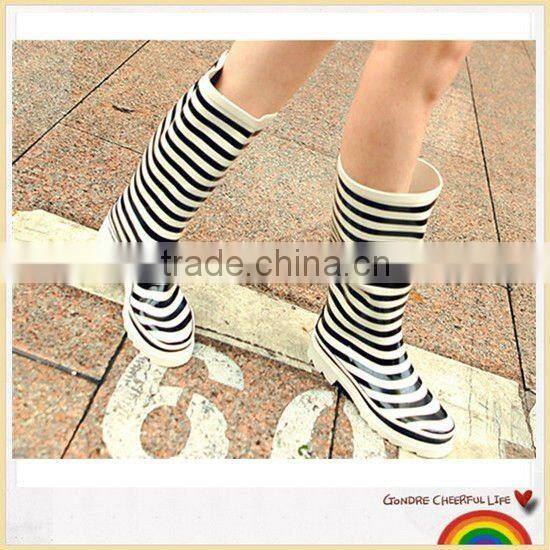 Zebra-patterned ladies stylish rainboots