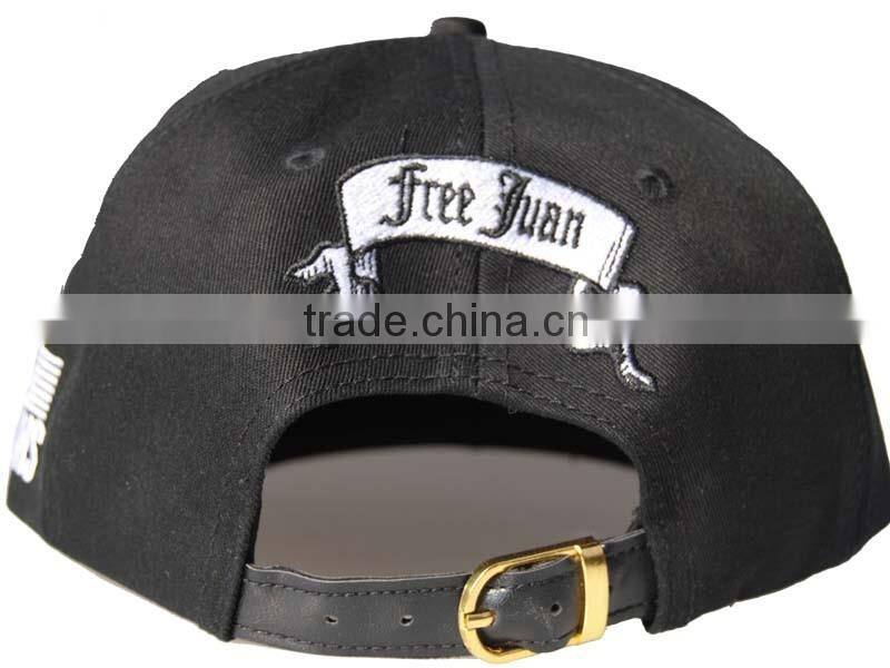 fashion hot sell 100% cotton 5panel leather brim hip-hop strapback cap