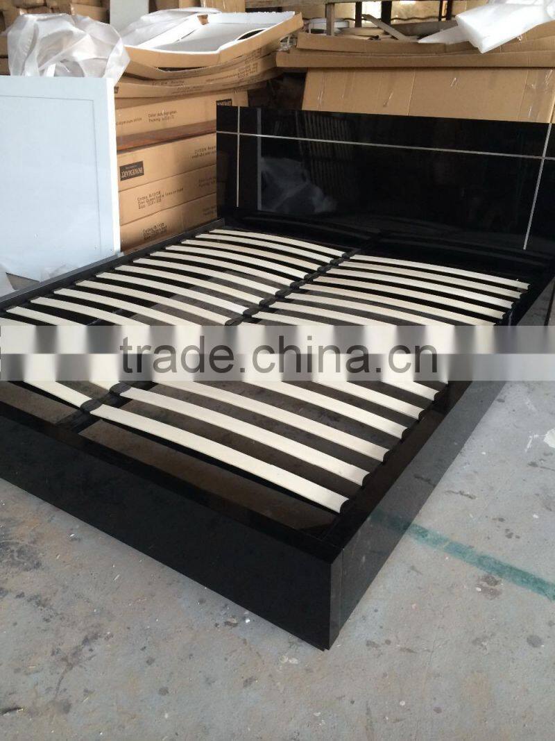 Modern design bedroom black high gloss furniture